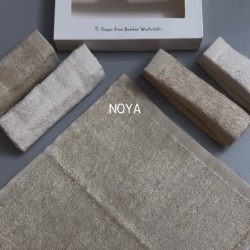 Beige Bamboo Washcloths 5pc Set
