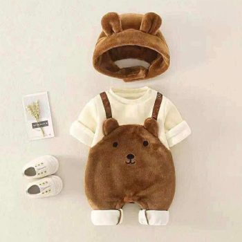 WIN Romper & Hat Set - Bear Fleece  - Brown
