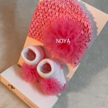 Cap & Socks Set - Pink Flower