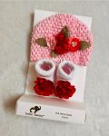 Cap & Socks Set - Red Rose