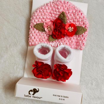 Cap & Socks Set - Red Rose