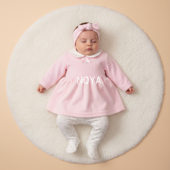 Dress Set - 3 Pcs Set Pink Collar