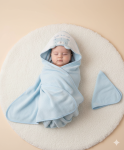 Hooded &  wash Towel - Blue Bear