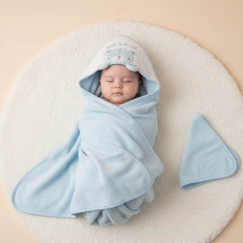 Hooded &  wash Towel - Blue Bear