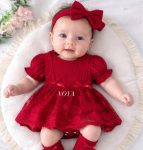 3-Piece Baby Girl Red Holiday Dress Set