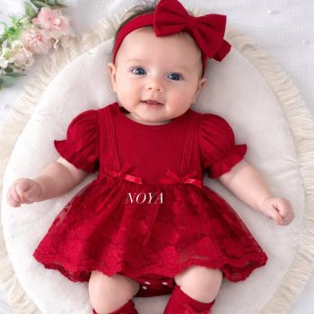 3-Piece Baby Girl Red Holiday Dress Set