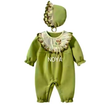 2-Piece Vintage Baby Girl Romper and Bonnet Set