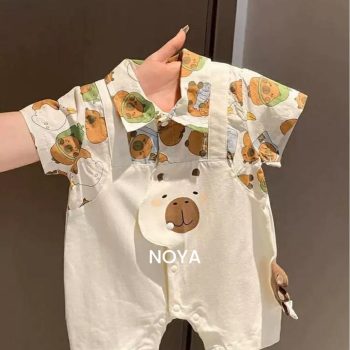 Cute Baby Boy Capybara Overall Romper