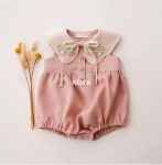 Baby Girl Embroidered Peter Pan Collar Romper