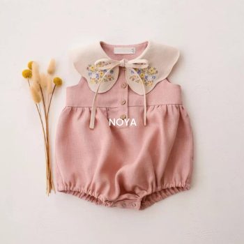 Baby Girl Embroidered Peter Pan Collar Romper