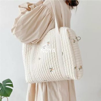 Large Embroidered Olive Branch Cotton Tote Bag