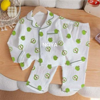 Kids Cotton Muslin Pajamas Set – Breathable Double Gauze Long Sleeve Sleepwear
