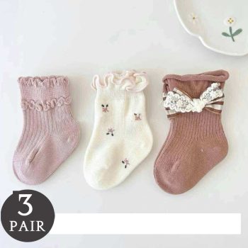 3-Pair Coquette Baby Girl Socks with Bow