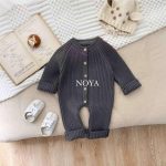 Unisex Baby Ribbed Knit Romper – Long Sleeve winter dress