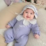 Lavender Petal Lace Bonnet Set