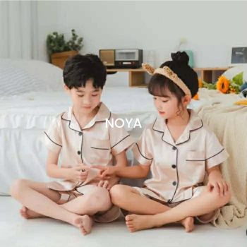 Kids Satin Pajamas Set – Short Sleeve Nightwear