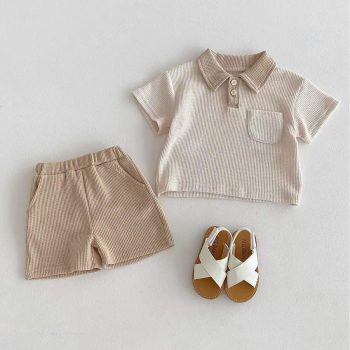 Charlie Waffle Knit Polo and Shorts Set