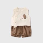 Playful Puppy Asymmetric Vest and Shorts Set
