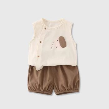 Playful Puppy Asymmetric Vest and Shorts Set