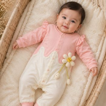 Bloom Baby Romper – Green & Pink